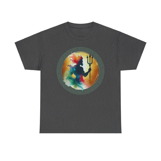 Unisex Heavy Cotton Tee Poseidon Deviation Watercolor Style Silhouette