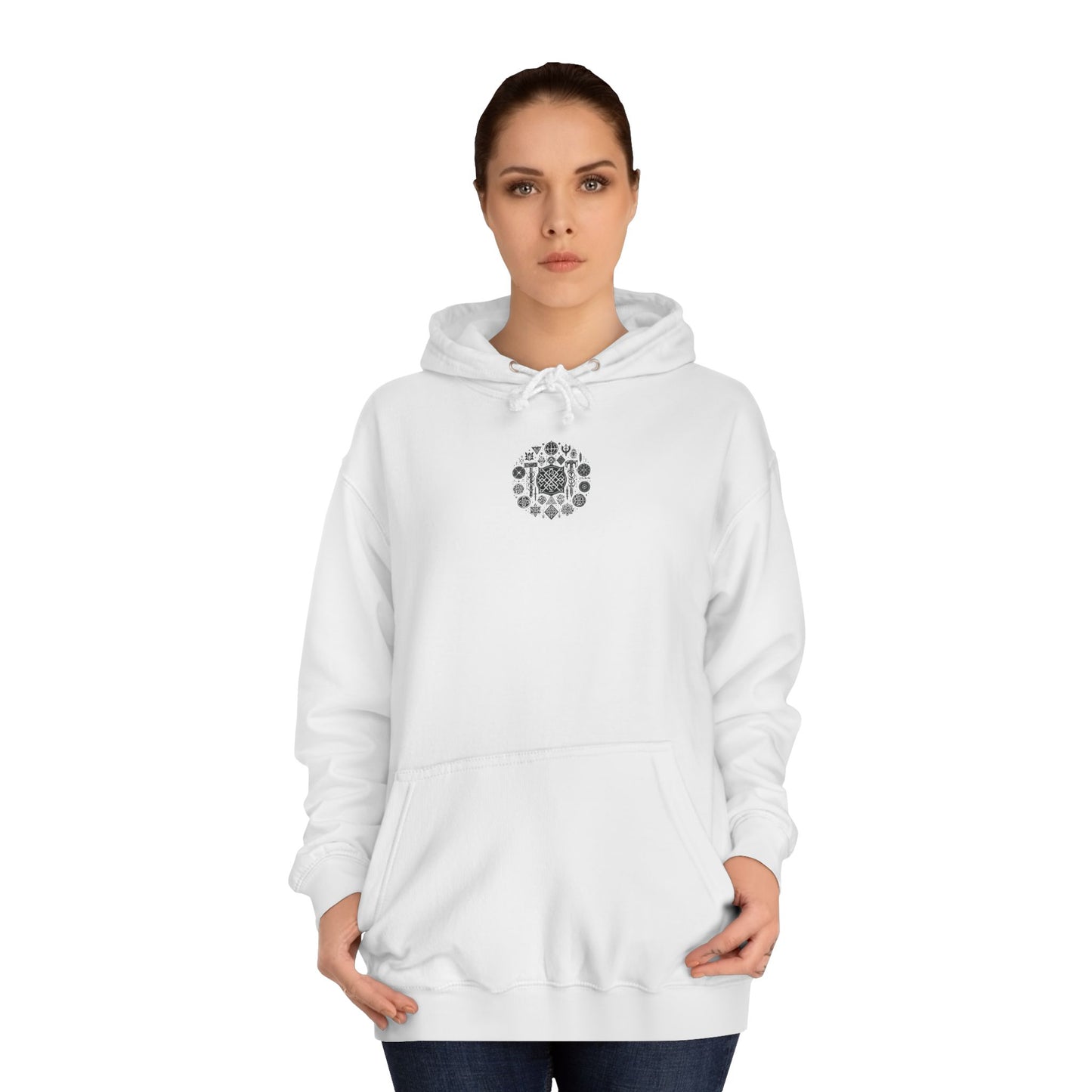 Unisex College Hoodie Geometric Vikings Symbols Graphic Design