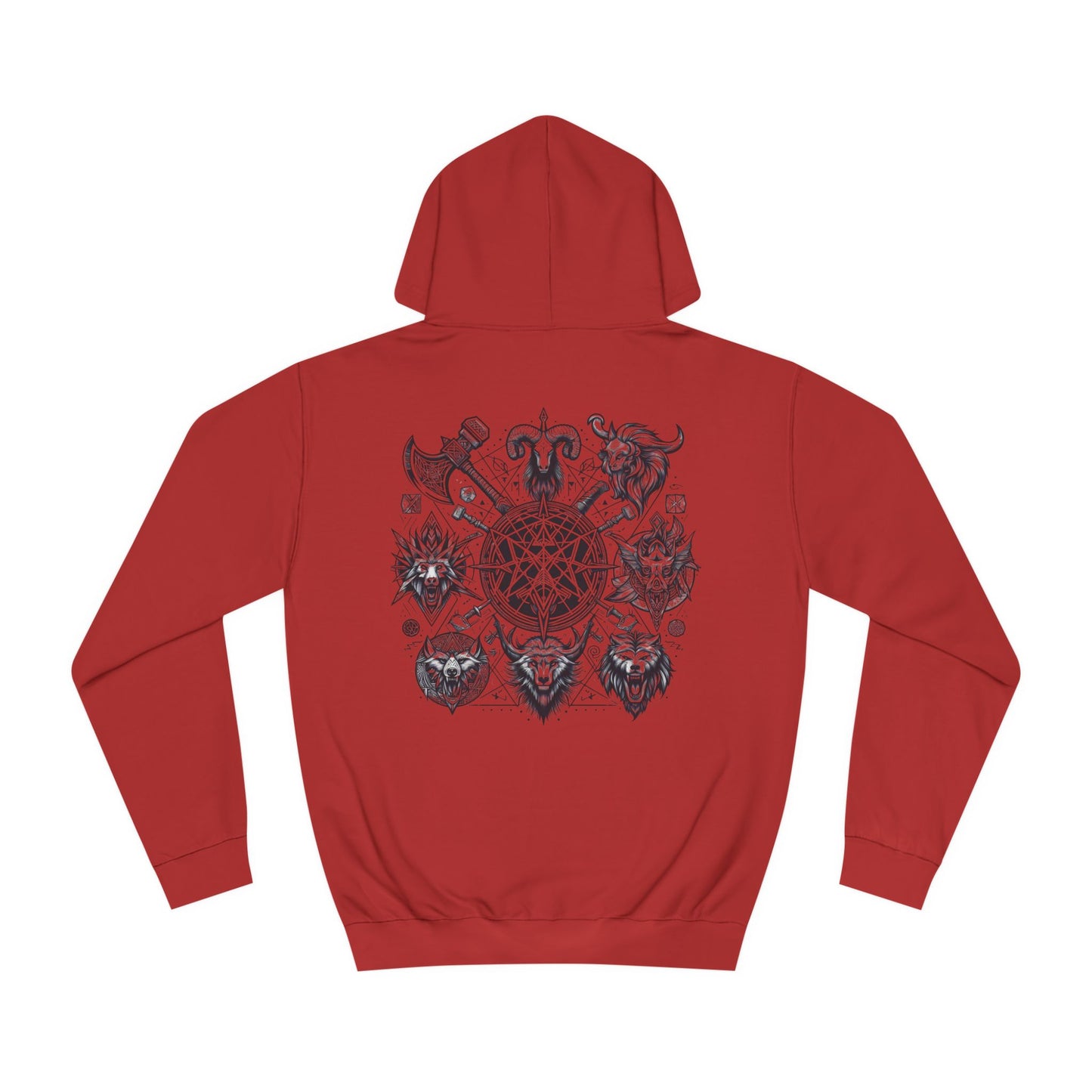 Unisex College Hoodie Geometric Vikings Symbols Graphic Design