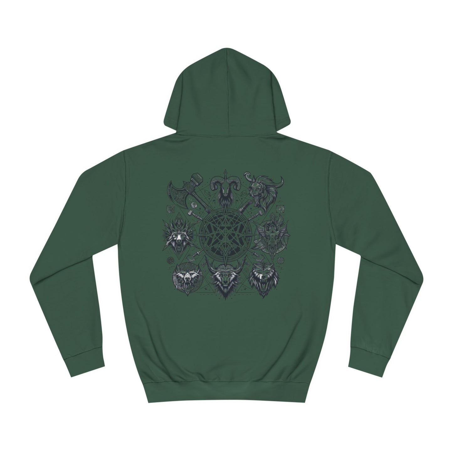 Unisex College Hoodie Geometric Vikings Symbols Graphic Design