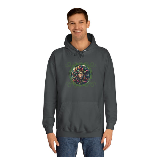 Unisex College Hoodie Medusa Deviation Front Graphic Design