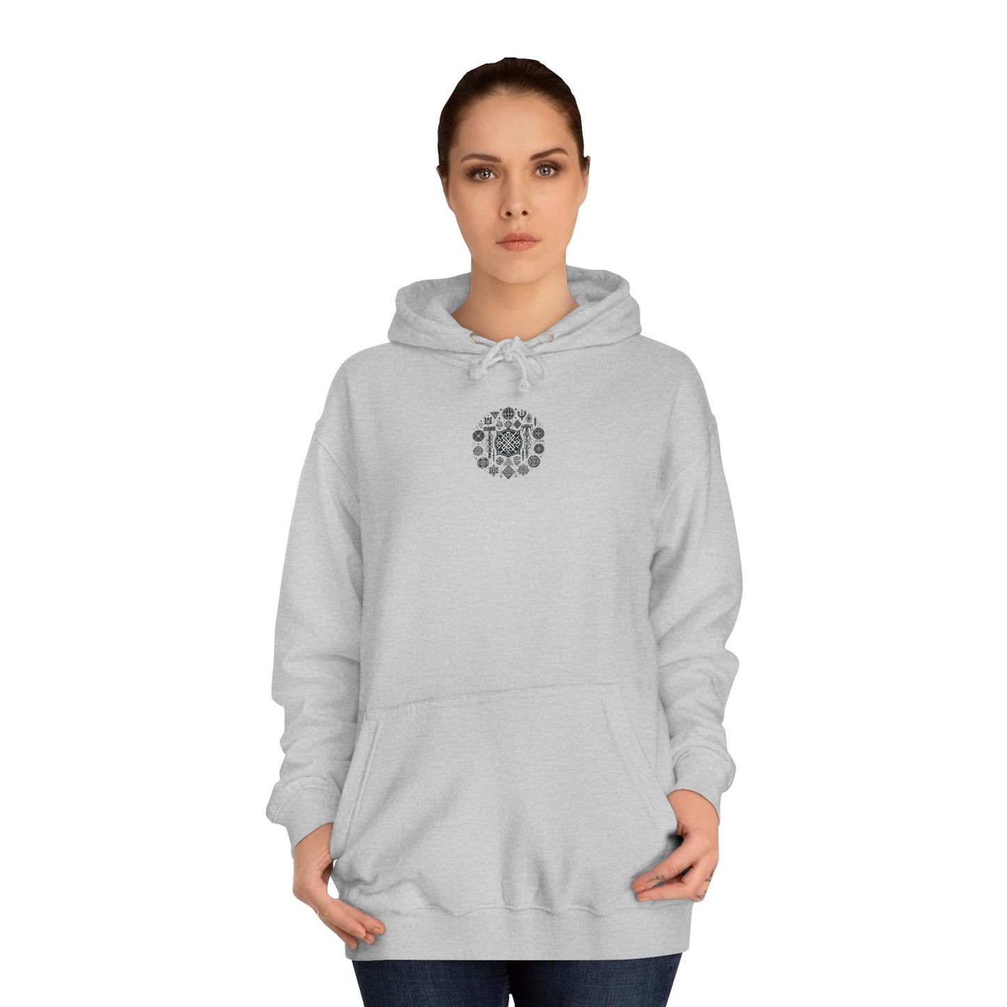 Unisex College Hoodie Geometric Vikings Symbols Graphic Design