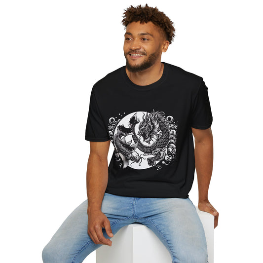 Unisex Softstyle Dragon Koi Graphic Design T-Shirt