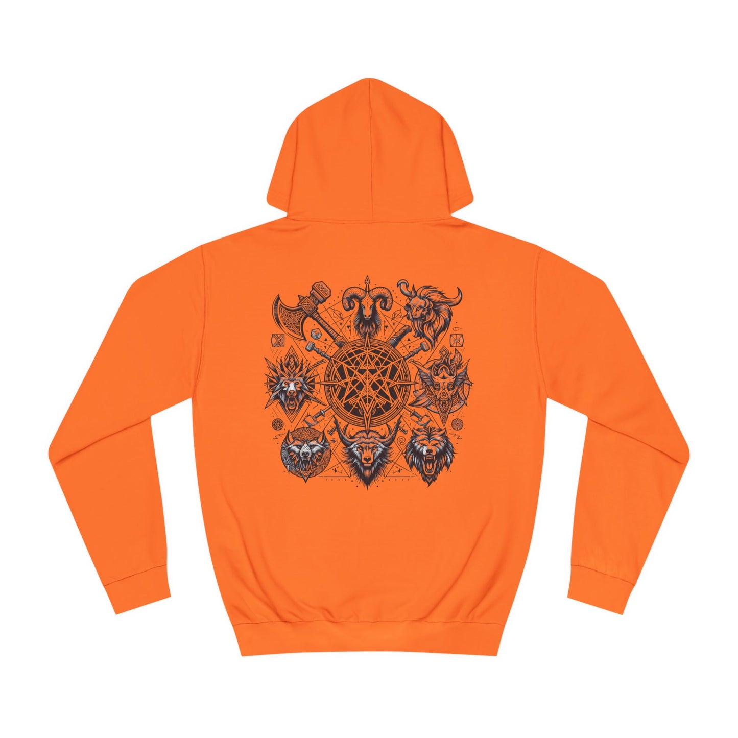 Unisex College Hoodie Geometric Vikings Symbols Graphic Design