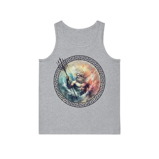 Unisex Softstyle Tank Tops Poseidon Graphic Design Greek Mythology (EU Ship)