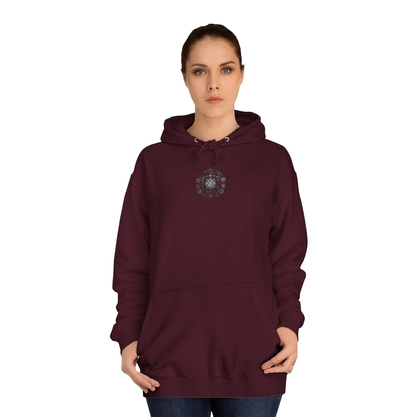 Unisex College Hoodie Geometric Vikings Symbols Graphic Design