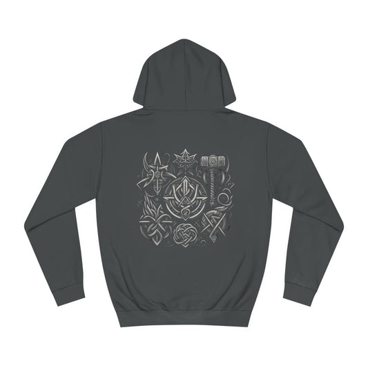 Unisex College Hoodie Geometric Graphic Design Viking Symbol