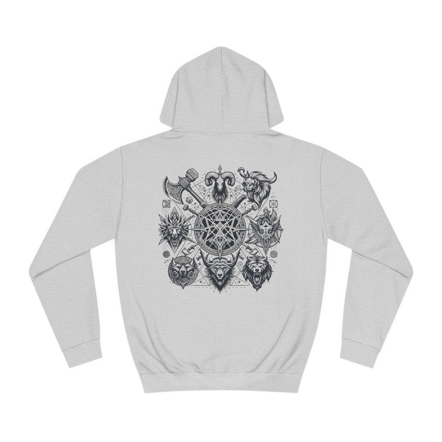 Unisex College Hoodie Geometric Vikings Symbols Graphic Design