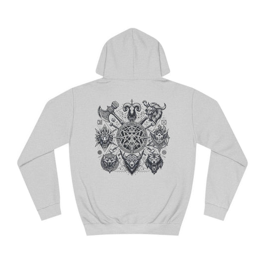 Unisex College Hoodie Geometric Vikings Symbols Graphic Design