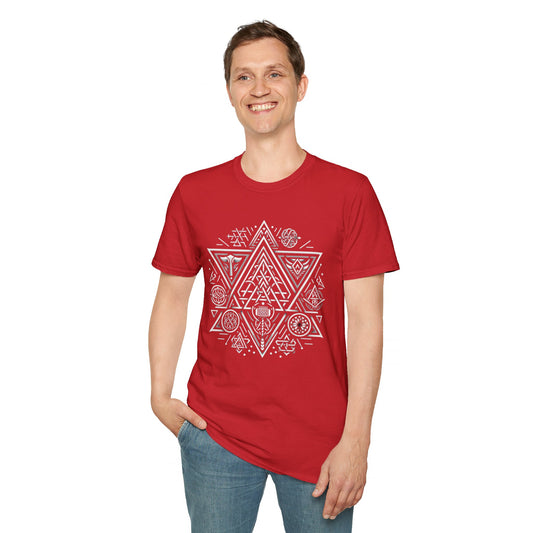 Unisex Softstyle T-Shirt Graphic Design Geomtric Viking Symbols