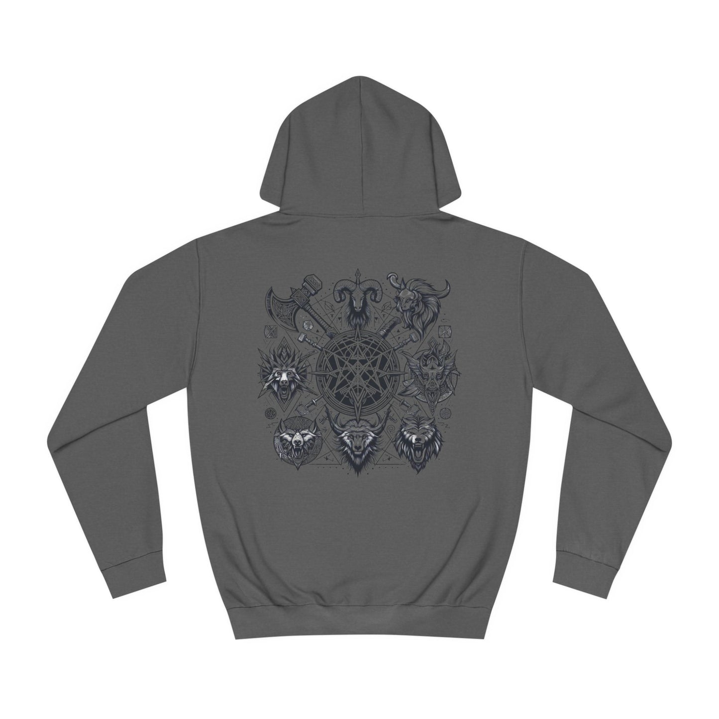 Unisex College Hoodie Geometric Vikings Symbols Graphic Design