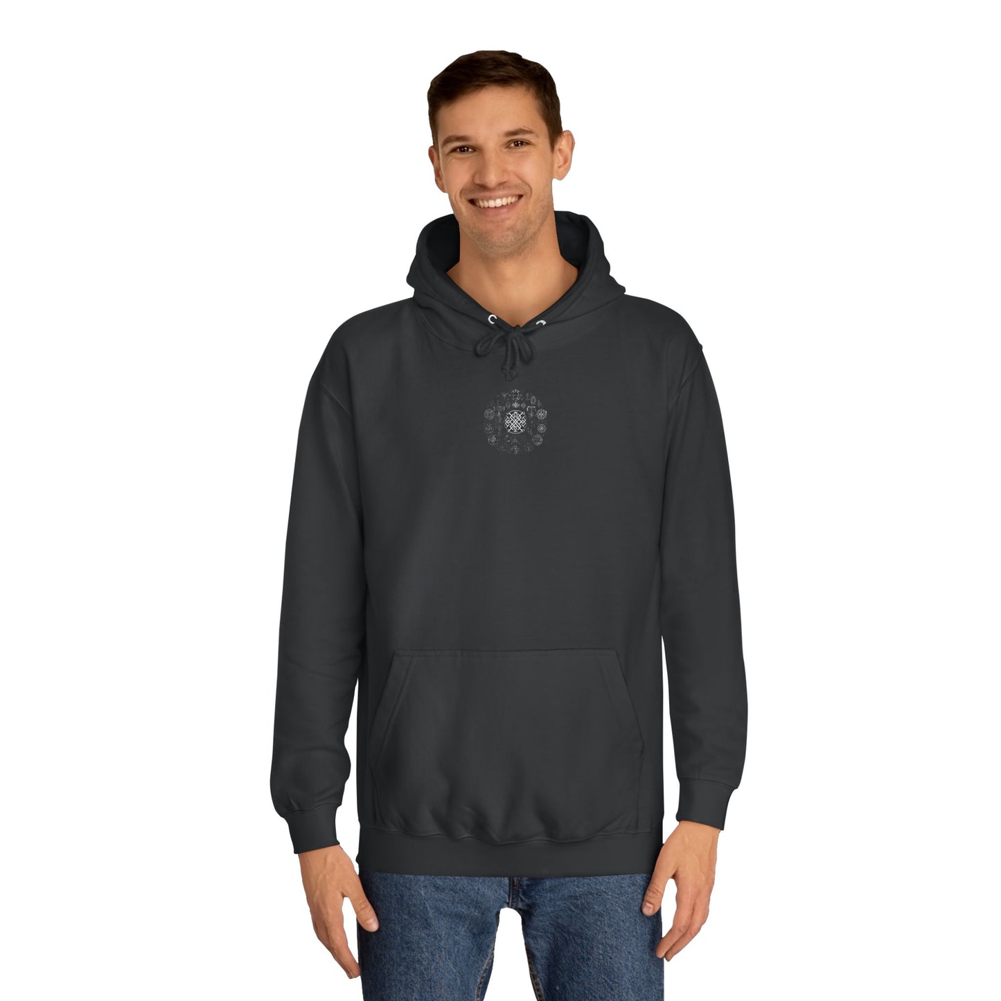 Unisex College Hoodie Geometric Vikings Symbols Graphic Design