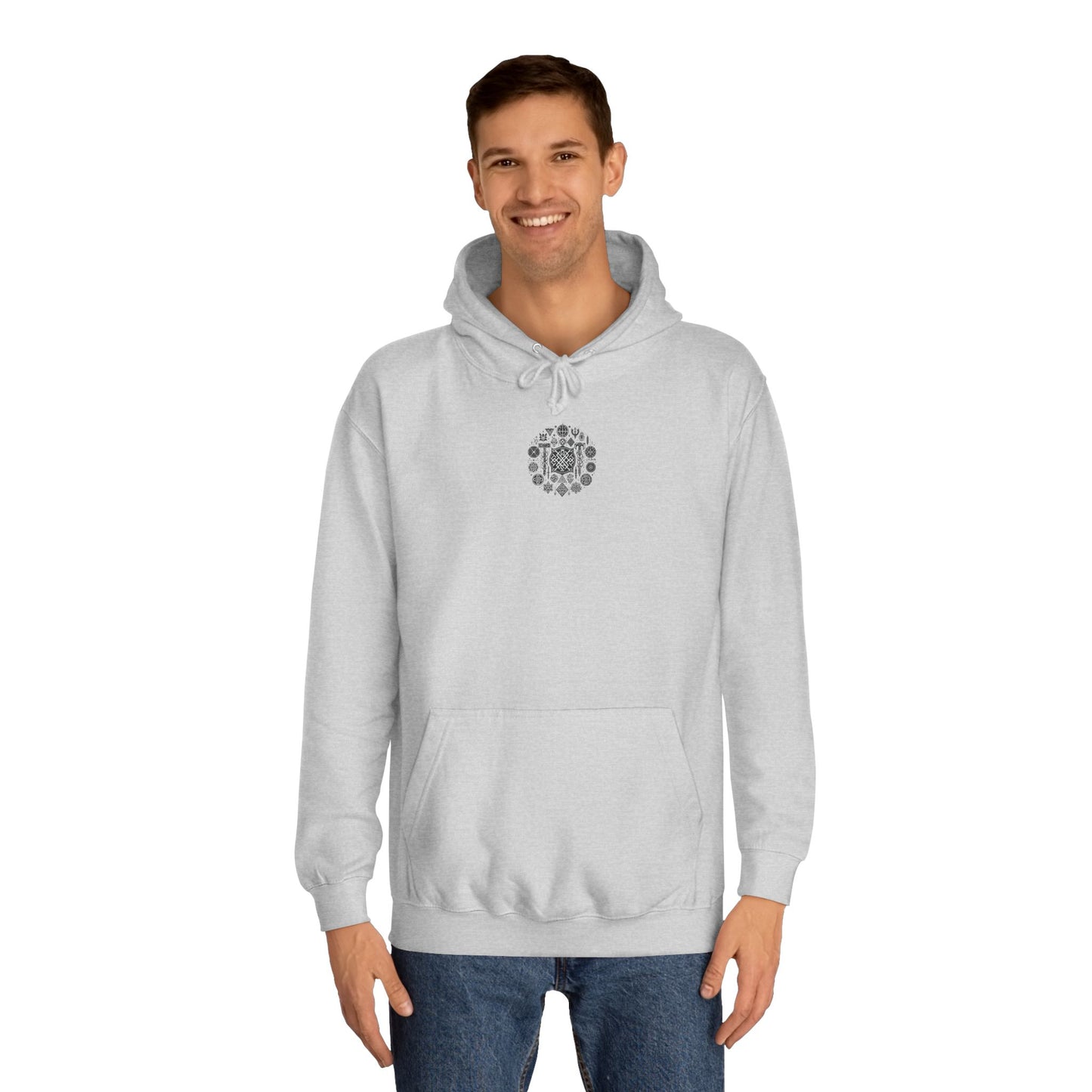 Unisex College Hoodie Geometric Vikings Symbols Graphic Design