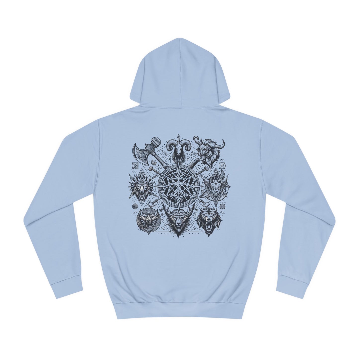 Unisex College Hoodie Geometric Vikings Symbols Graphic Design