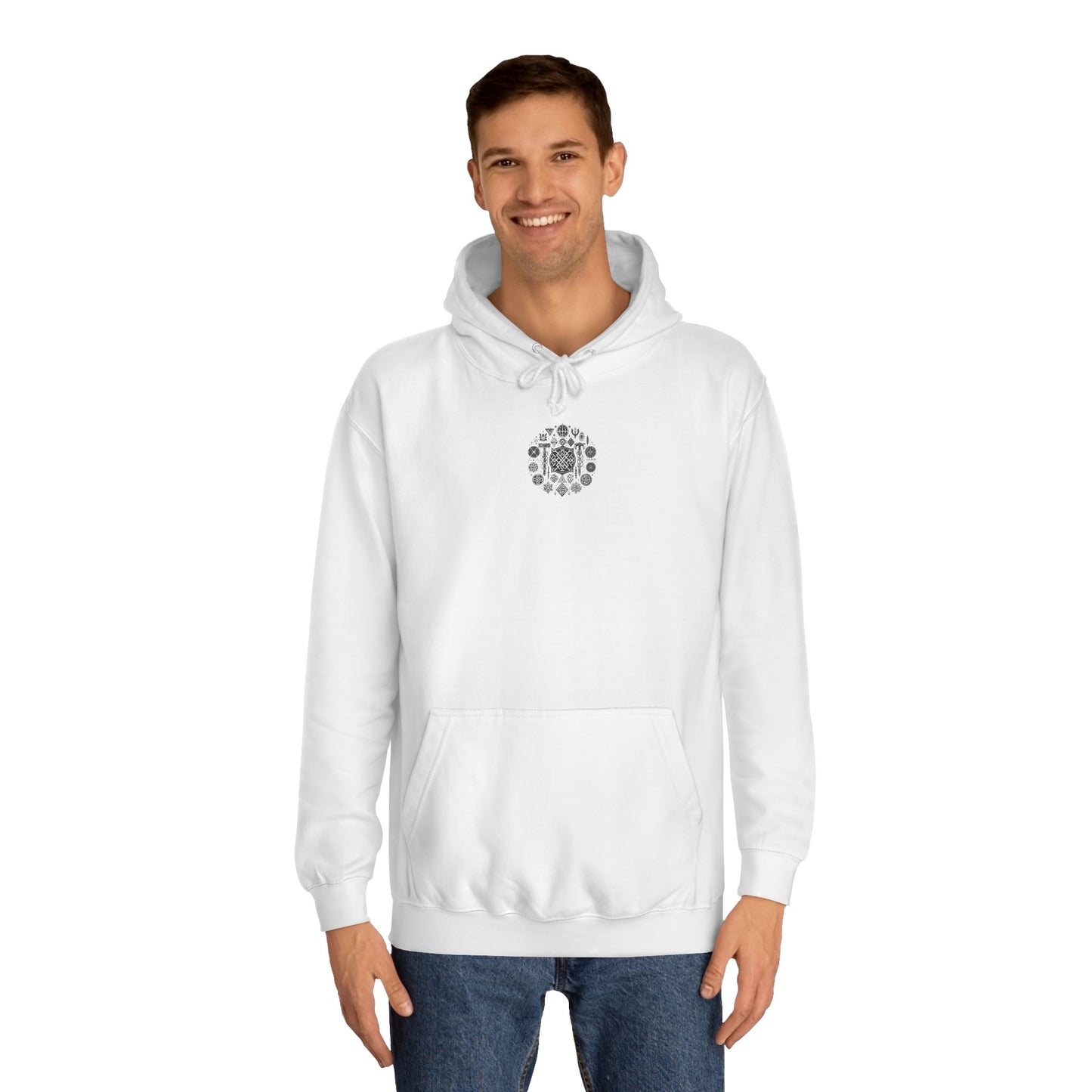 Unisex College Hoodie Geometric Vikings Symbols Graphic Design