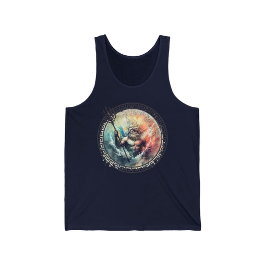 Unisex Jersey Tank Tops Poseidon Graphic Design Greek Mythology