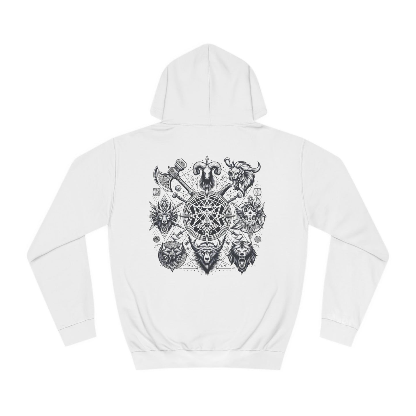 Unisex College Hoodie Geometric Vikings Symbols Graphic Design