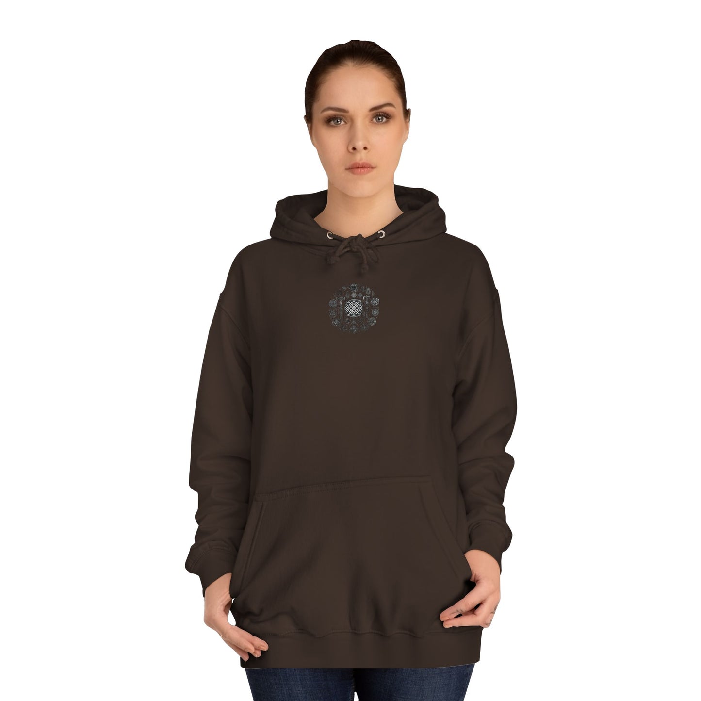 Unisex College Hoodie Geometric Vikings Symbols Graphic Design