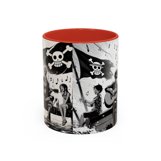 "Naruto & Friends Singing Mug – Anime Boat Scene Coffee Cup | Ninja Music Art Drinkware"