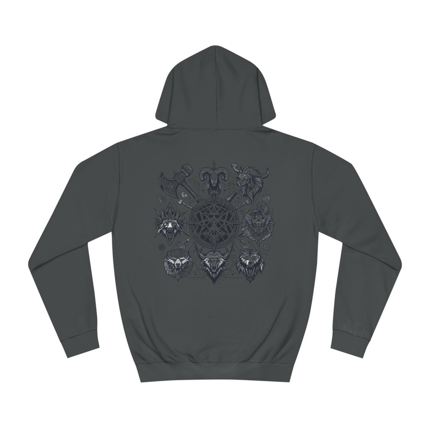 Unisex College Hoodie Geometric Vikings Symbols Graphic Design